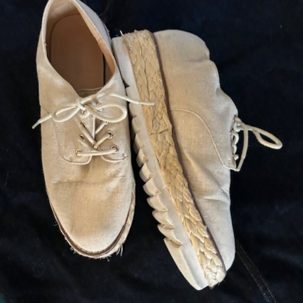 womens size 71/2 7.5 7 1/2 shoes seven sneakers tan canvas summer spring